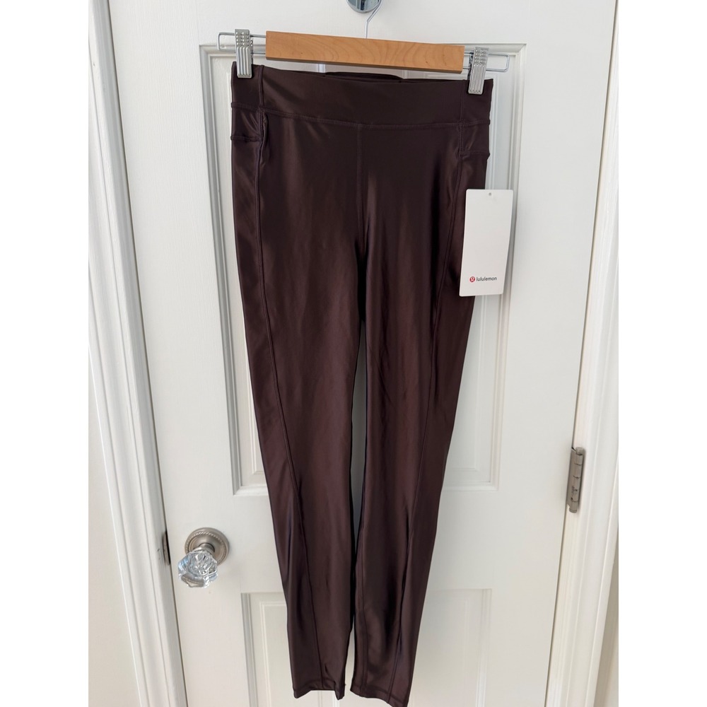 NWT Lululemon Satin Shine High Rise Tight Leggings Espresso Brown Size 4